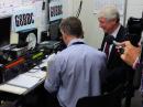 Lord Tony Hall (right) gets ready to transmit the inaugural message from G8BBC to GB2RN.